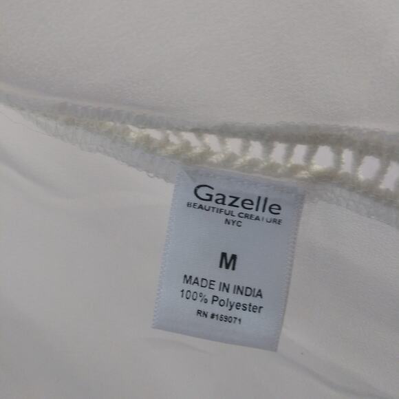 Gazelle White Embroidered Asymmetrical Tank Top Sheer Size M - Picture 9 of 11
